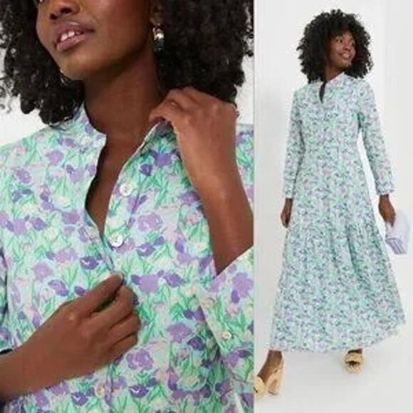 TUCKERNUCK Hyacinth House Multi Floral Bellflower Long Sleeve Maxi Dress NWT XXS - Picture 9 of 12